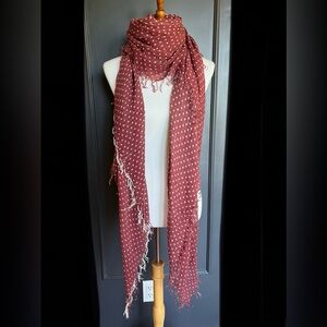 New Auth Chan Luu Polka Dot Print Cashmere Silk Scarf Color: Sequoia